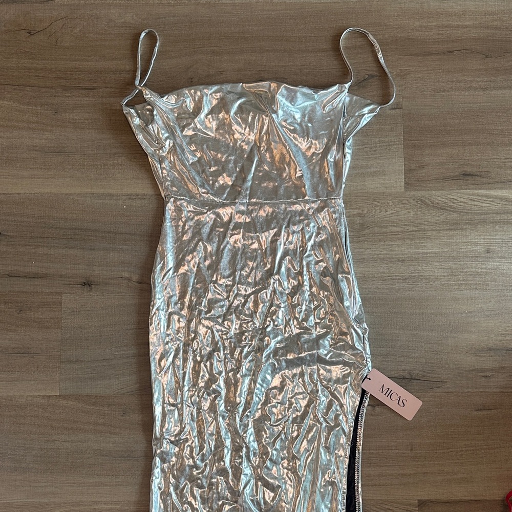 Silver Slip Midi Dress
